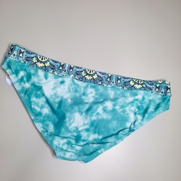 PRANA Turquoise Green Tie Dye Ramba Standard Rise Bikini Bottom XL NWT - Picture 3 of 6